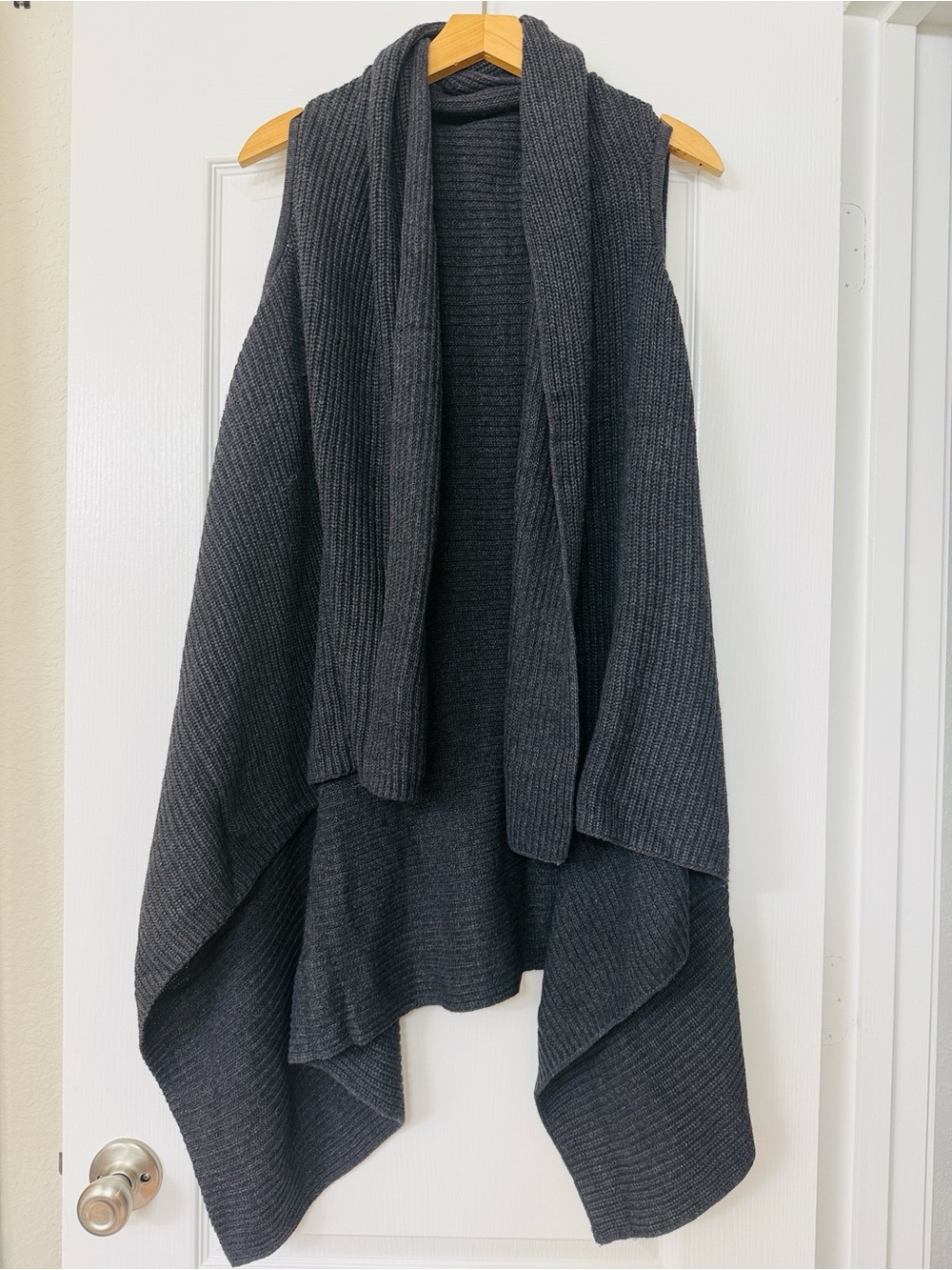 Merona • Charcoal Gray Draped Waterfall Longline Knit Sweater Vest Small